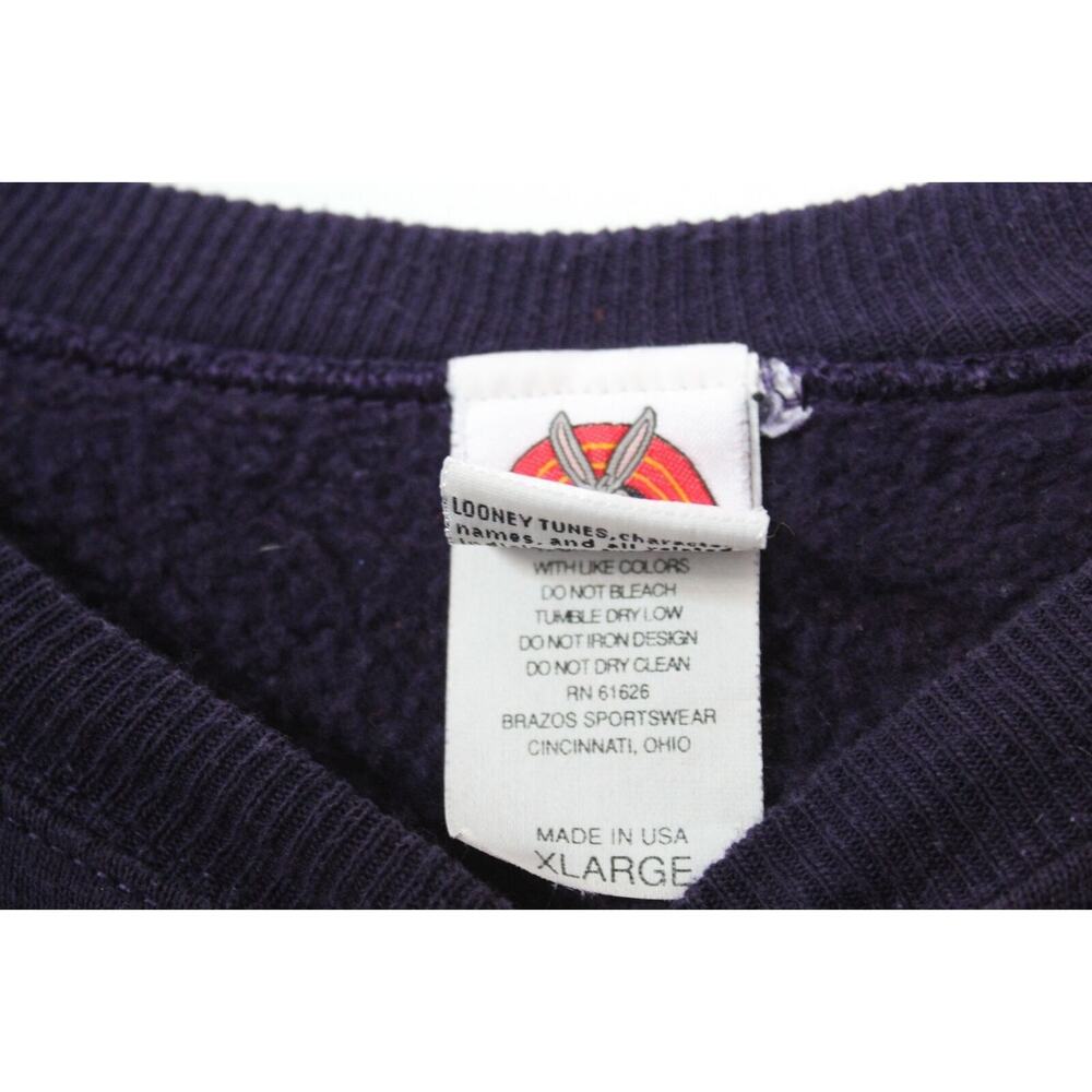 Vintage 1996 Marvin the Martian x Looney Tunes Crew Sweatshirt Purple XL H12289 - Picture 7 of 10